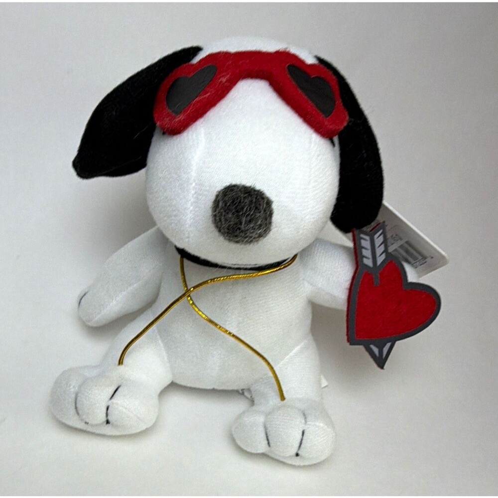 Whitman’s Peanuts Snoopy Woodstock Plush White Black Red Heart Sunglasses 5 in